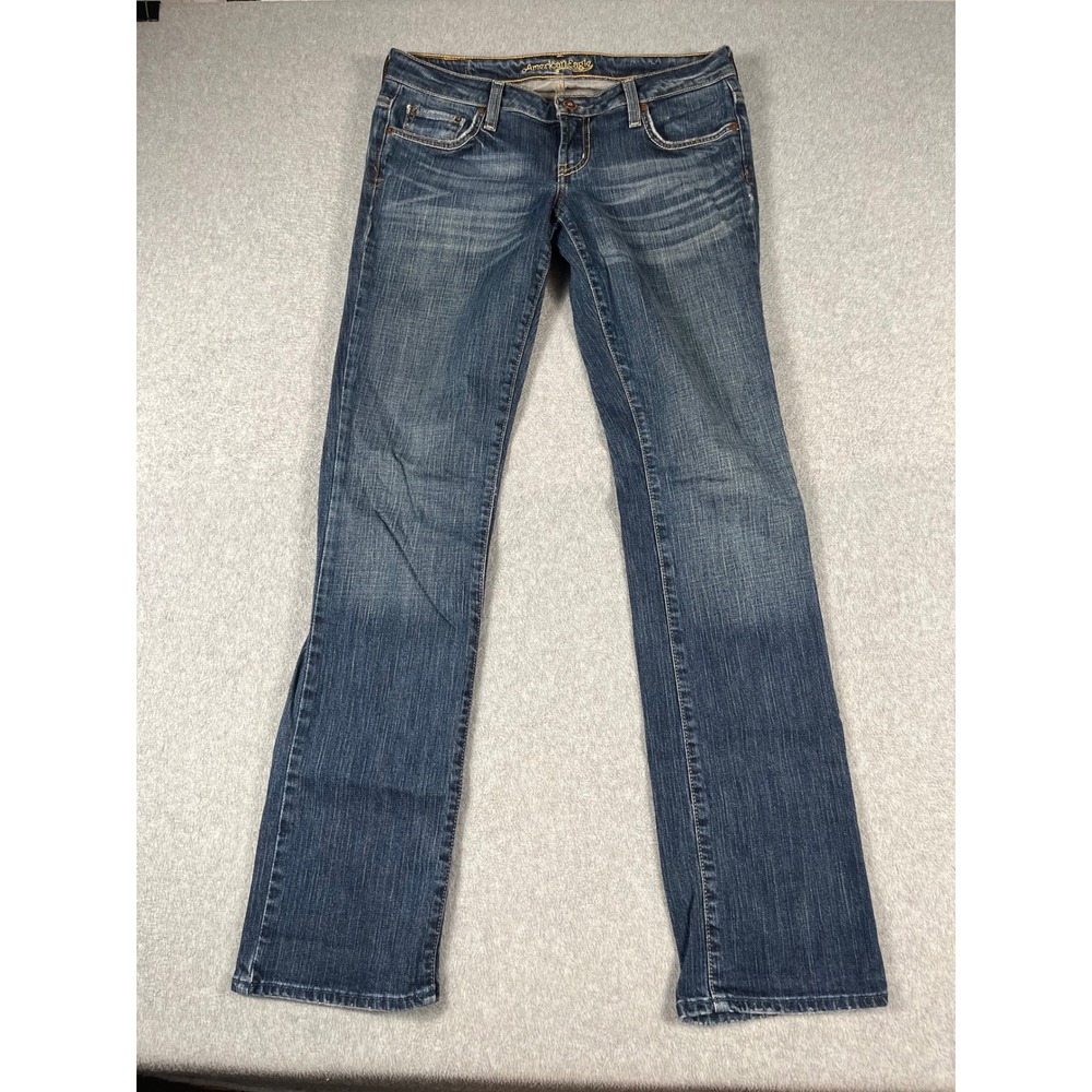 VTG American Eagle Straight 77 Jeans Womens 6 Reg Blue Medium Wash Low Rise Y2K